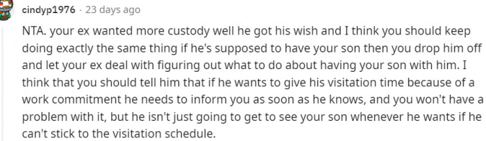 16. Just Stick to the Visitation Schedule Already