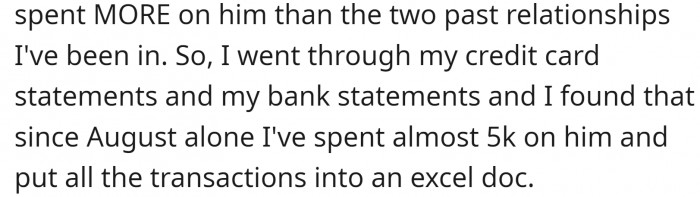 You should also maintain a document to keep track of his irresponsible and excessive spending.