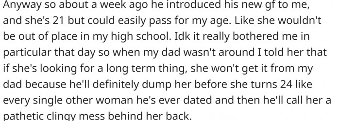 She met her dad's latest girlfriend and couldn’t keep quiet anymore.