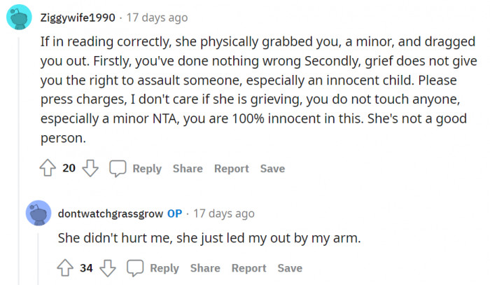 Grief does not give you the right to assault someone. Preach!