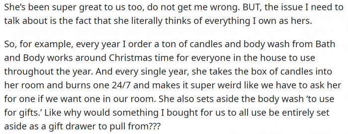 While the relationship between the original poster and the mother-in-law is great, there is still an issue.