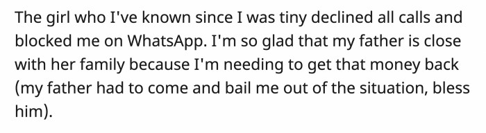 OP couldn't contact the girl anymore, but his father found a way