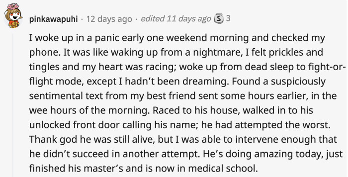 Now it might be the same, but her actions snowballed into him being able to save more lives