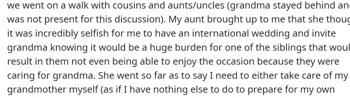 But some relatives weren't thrilled with the idea of taking care of the elderly lady.