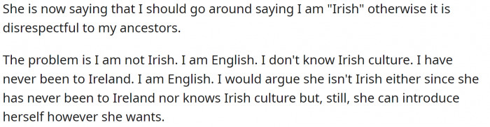 OP’s American friend now thinks that OP is disrespecting her roots by not telling everyone she is Irish.