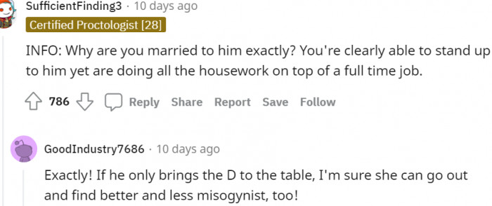 8. Why are you married to him exactly?