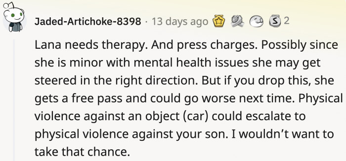 If Lana gets a get-out-of-jail-free card in this, she will keep causing damage.