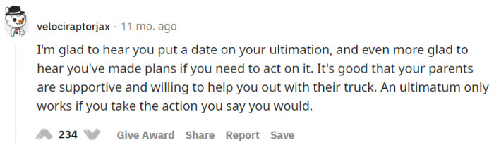 Glad OP's parents are supportive.