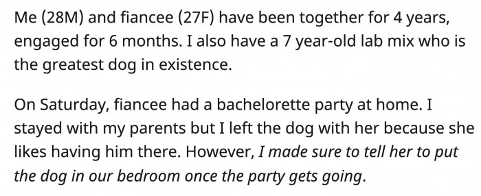 Is OP the a**hole for breaking up with his fiancée over what happened to his dog? Read his original post below: