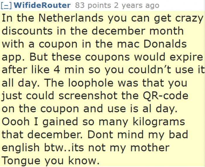 We'd definitely do the same thing. Who doesn't want discounted McDonald's all day long throughout the holidays?
