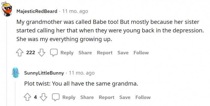 2. Another plot twist: they all have the same grandma.