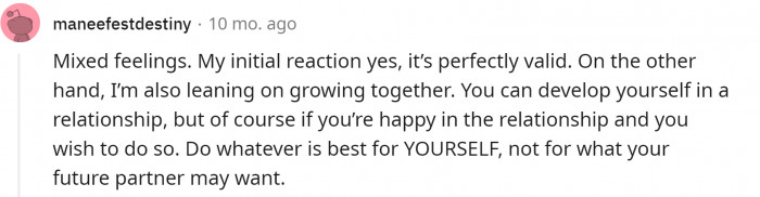 12. Mixed feelings. Together is good, but alone might be better