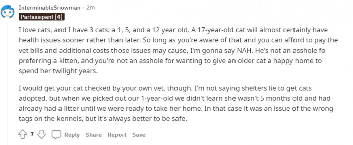 It would be necessary to get the older cat, as the shelter might misrepresent the cat's condition.