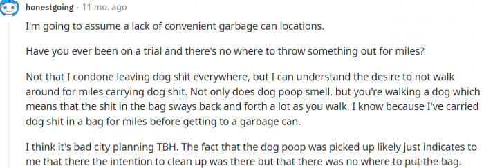 21. “A lack of convenient garbage can locations.”