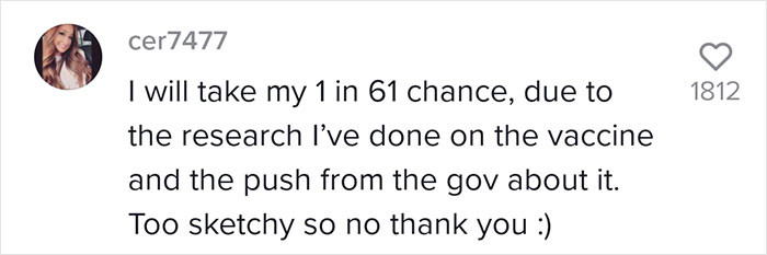 Some people did their own research and concluded that vaccines aren't the best option for them.