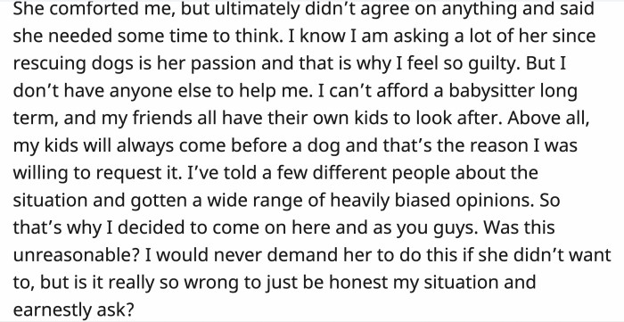 "Please don't get another dog"