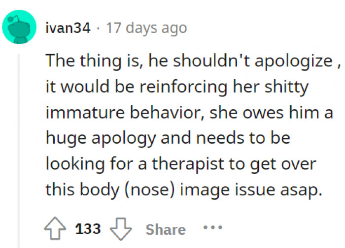 But yes, she owes him an apology.