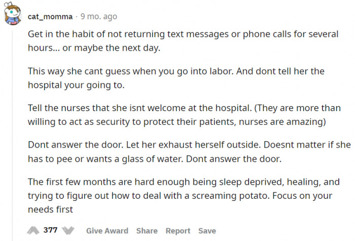 Go MIA and let nurses know too.