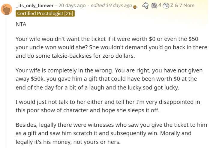 OP should not talk to her until she realizes the greed.