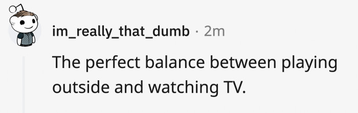 Ah yes, TV time and outdoor play were in harmony.