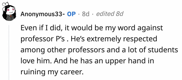 OP repeats that he might ruin her career