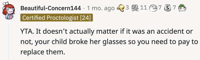 Your child broke it, you replace it.