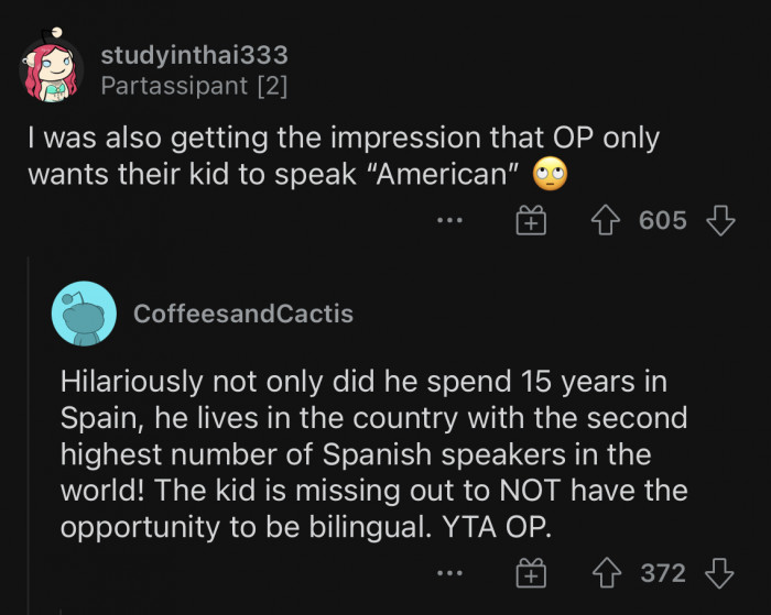 You could tell she has a dislike for the language itself.