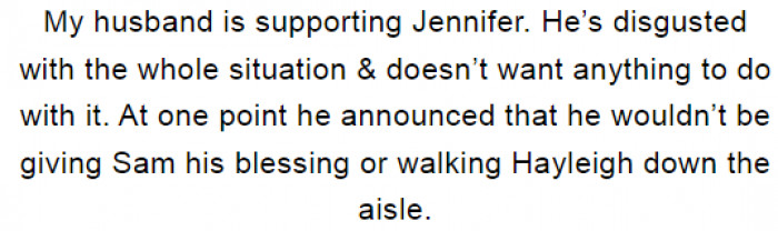 Jennifer is being supported by her dad