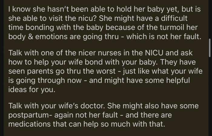 She can also get professional guidance to help her bond with her baby more.