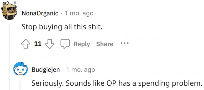 Others aren't too impressed with her buying habits.