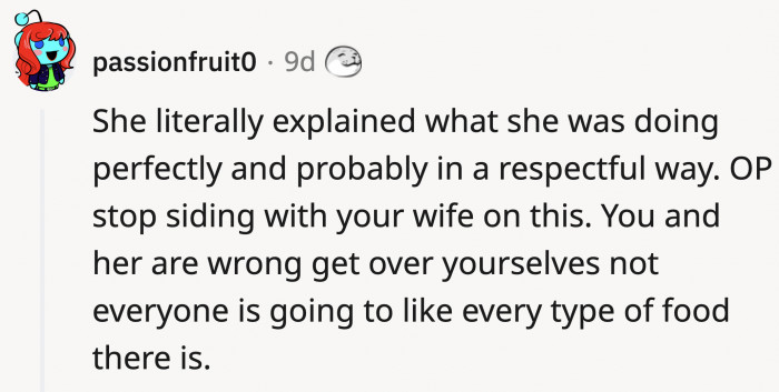 If OP and the Wife Like the Food So Much, They Should Just Keep That 'Goodness' to Themselves