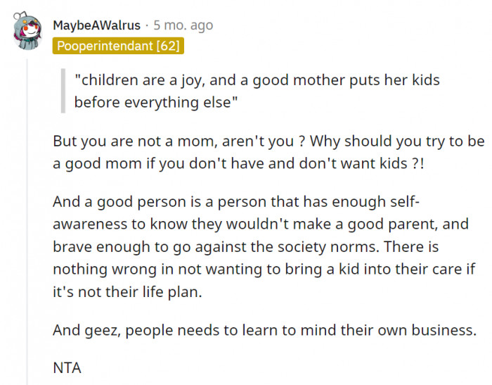 There's nothing wrong with not wanting to bring a child into the world, especially if you know you can't care for them properly
