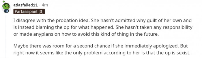 This person emphasized that Peggy didn’t apologize and instead placed blame on the owner