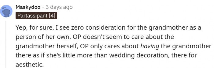 This is a good point. Is grandma a person or a fixture?