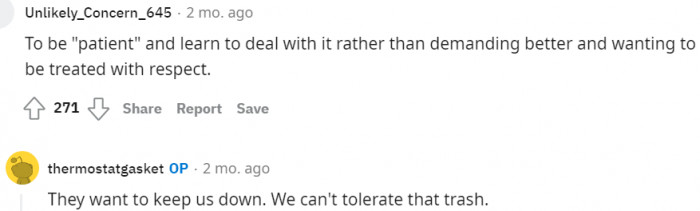 We will not tolerate that trash