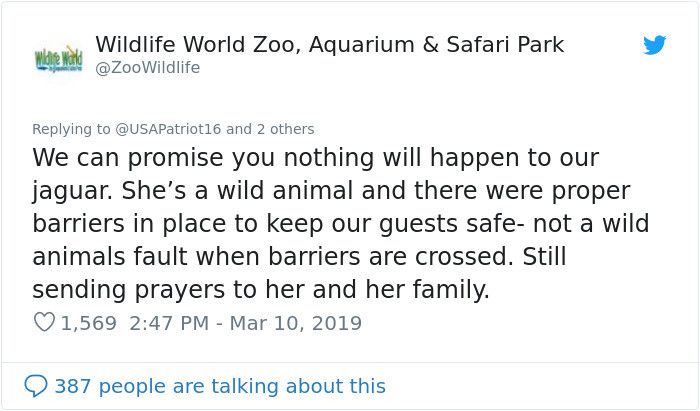 The woman was taken to hospital with deep scratches, however the zoo confirmed the animal would not be punished.