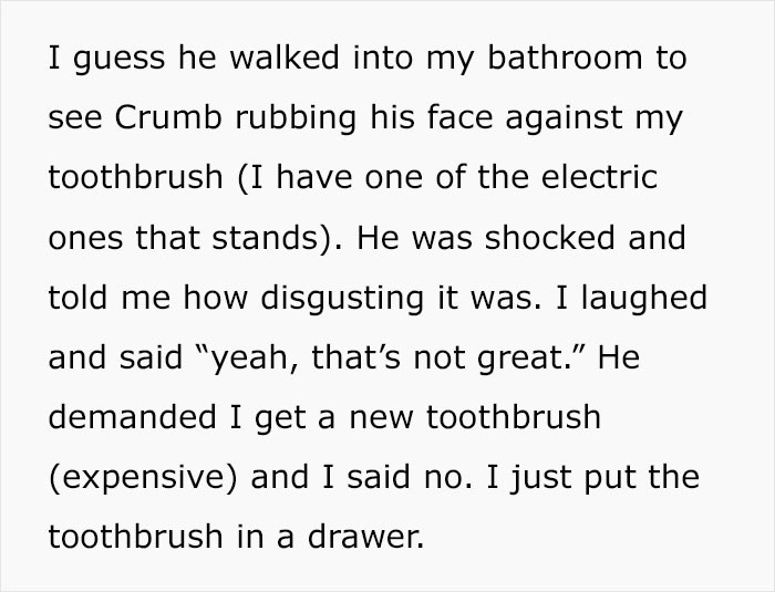 Boyfriend had issues with the 'unsanitary' way the cat was behaving