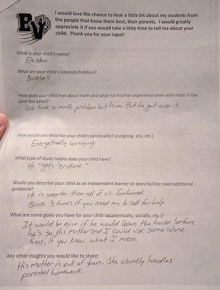 26. My brother's high school parental assignment