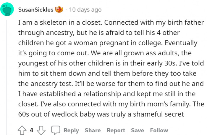 The 60s out-of-wedlock baby was indeed a shameful secret.