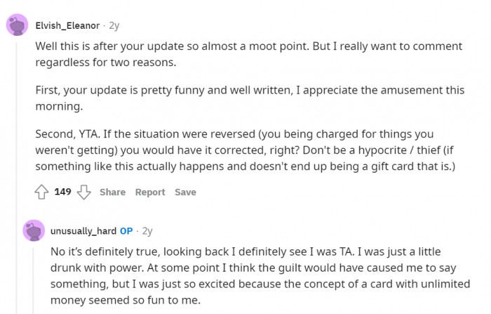 The OP admitted that he was TA, but was drunk with power