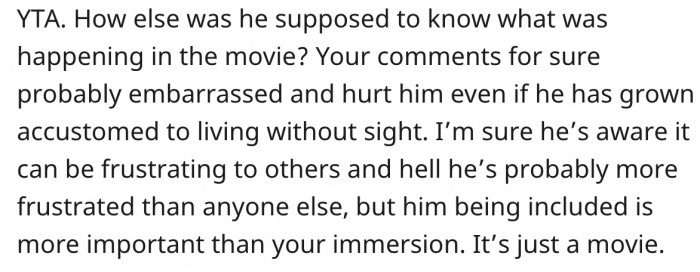 OP's comments would have definitely hurt the poor guy.