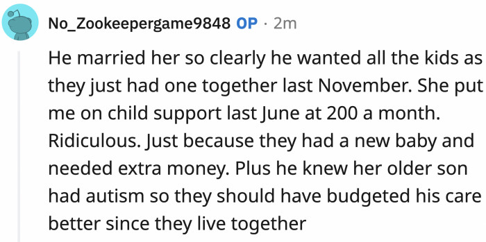 OP says that since the guy married his ex, he obviously knows what he's getting himself into.