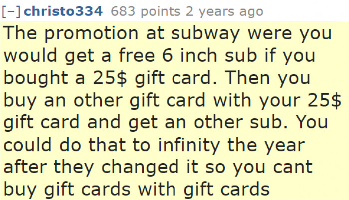 It'll just be a gift card sandwich carousel