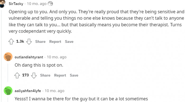 Unleashing everything on you as their personal therapist