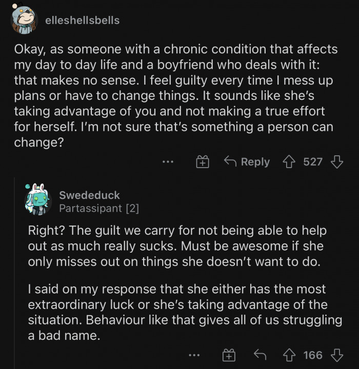 It sounds like she's taking advantage of her boyfriend's kindness.