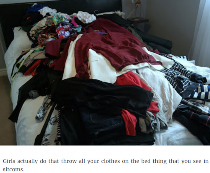 Throw all the clothes on the bed