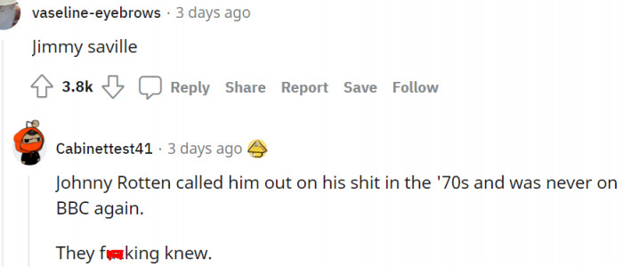 5. And Jimmy Savile has been called out by this Redditor