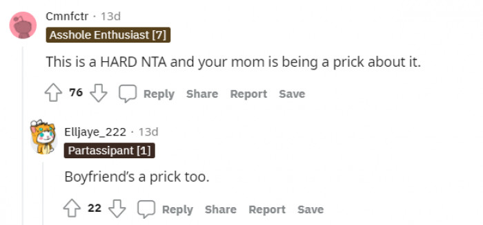 They obviously don't like the mom and the boyfriend.