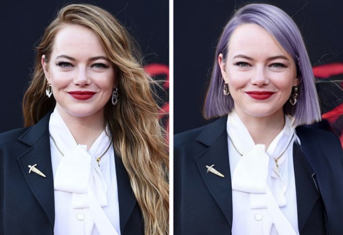 6. Emma Stone had been seen with different hairstyles throughout her movies but she definitely stuck with her long blonde-brunette hair often