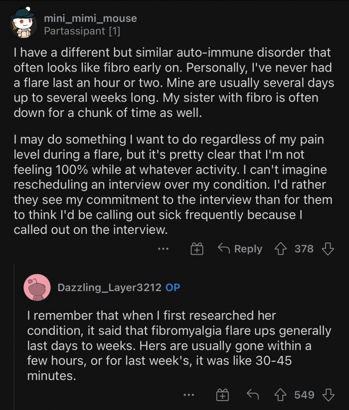 Flare-ups last much longer than that.